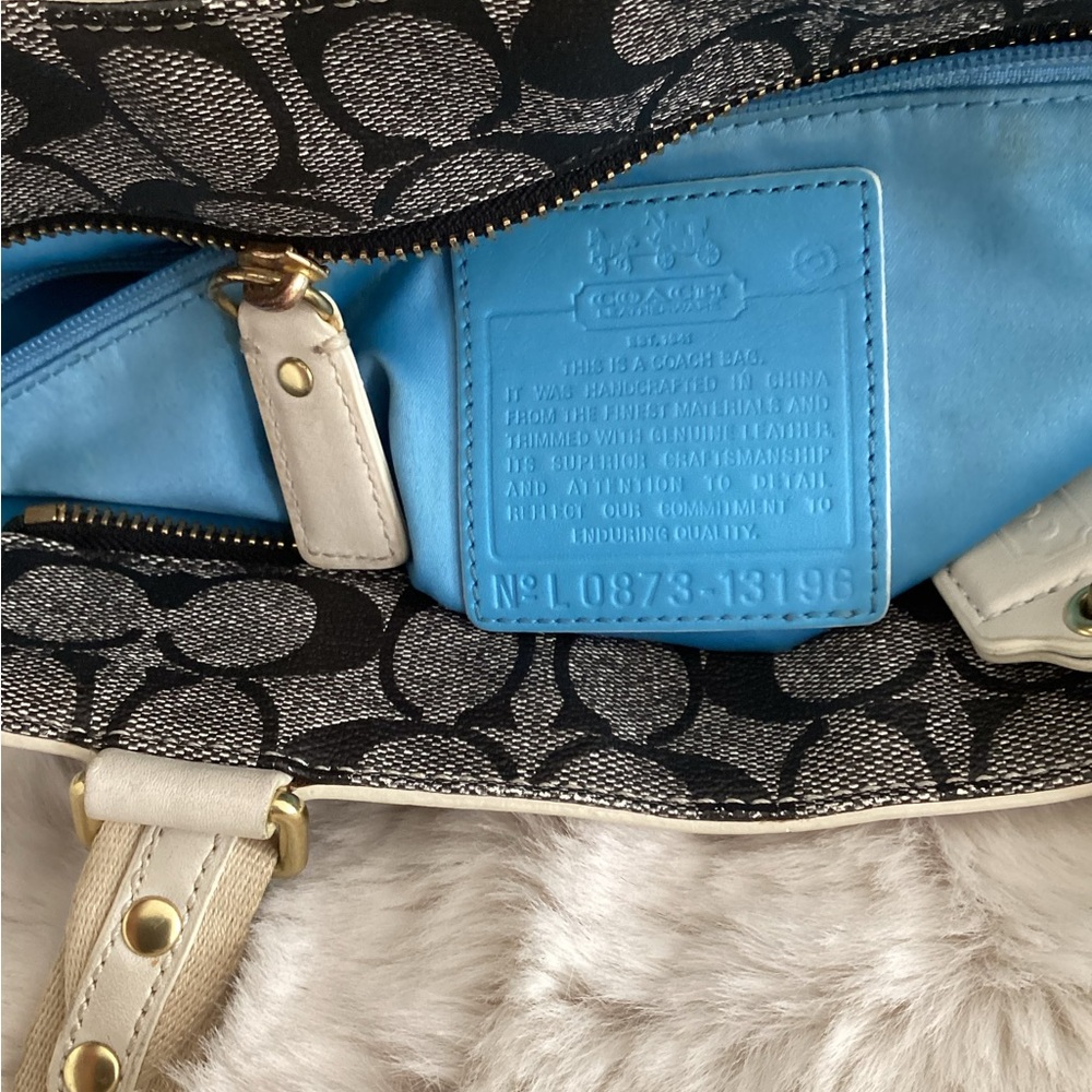 Coach Signature tote with blue stripe - Picture 7 of 7